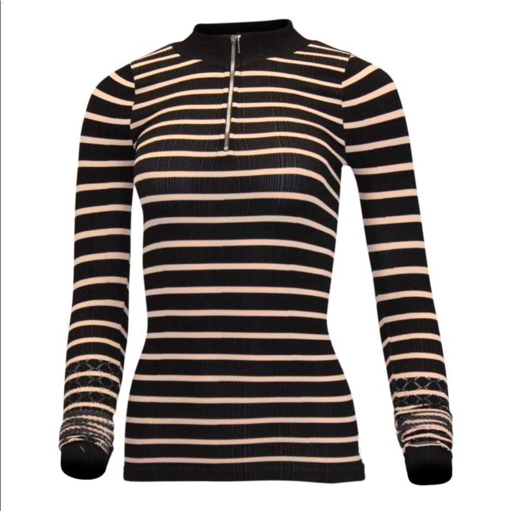 Free People Movement Slay Striped Half-Zip Top - Picture 4 of 5